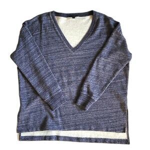 J. CREW Blue Oversized Long Sleeved Thick V-Neck Shirt size M Casual Loungewear